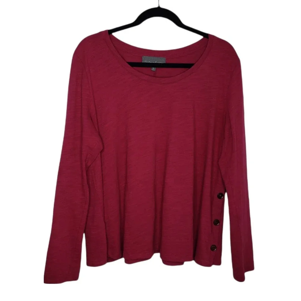 Anthropologie Sunday in Brooklyn crew neck top with button accents down one side - Picture 1 of 8